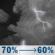 Tonight: Showers and thunderstorms likely before 5am, then a chance of showers and thunderstorms. Mostly cloudy. Low around 56, with temperatures rising to around 58 overnight. South wind around 5 mph. Chance of precipitation is 70%. New rainfall amounts between a quarter and half of an inch possible. Tonight: Showers And Thunderstorms Likely