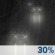 Overnight: A chance of rain after 2am. Partly cloudy, with a low around 62. Southwest wind around 0 mph. Chance of precipitation is 30%. Overnight: Chance Light Rain